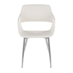 Margarite Dining Chair - Set of 2 - Chrome Metal, White PU