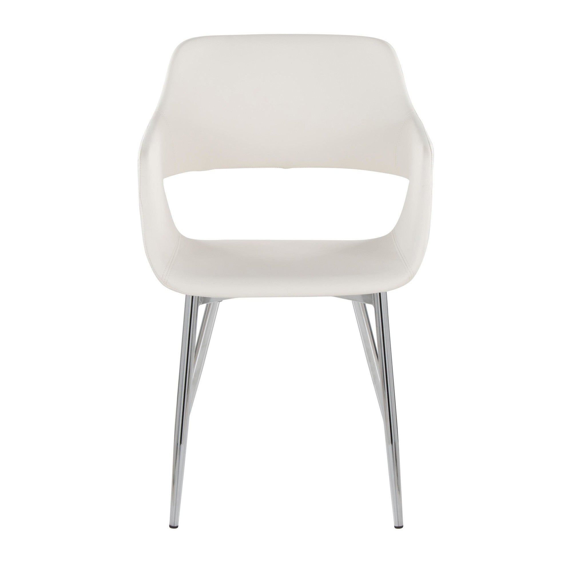 Margarite Dining Chair - Set of 2 - Chrome Metal, White PU
