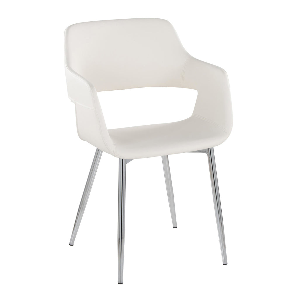 Margarite Dining Chair - Set of 2 - Chrome Metal, White PU