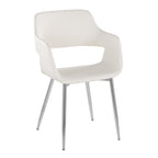 Margarite Dining Chair - Set of 2 - Chrome Metal, White PU