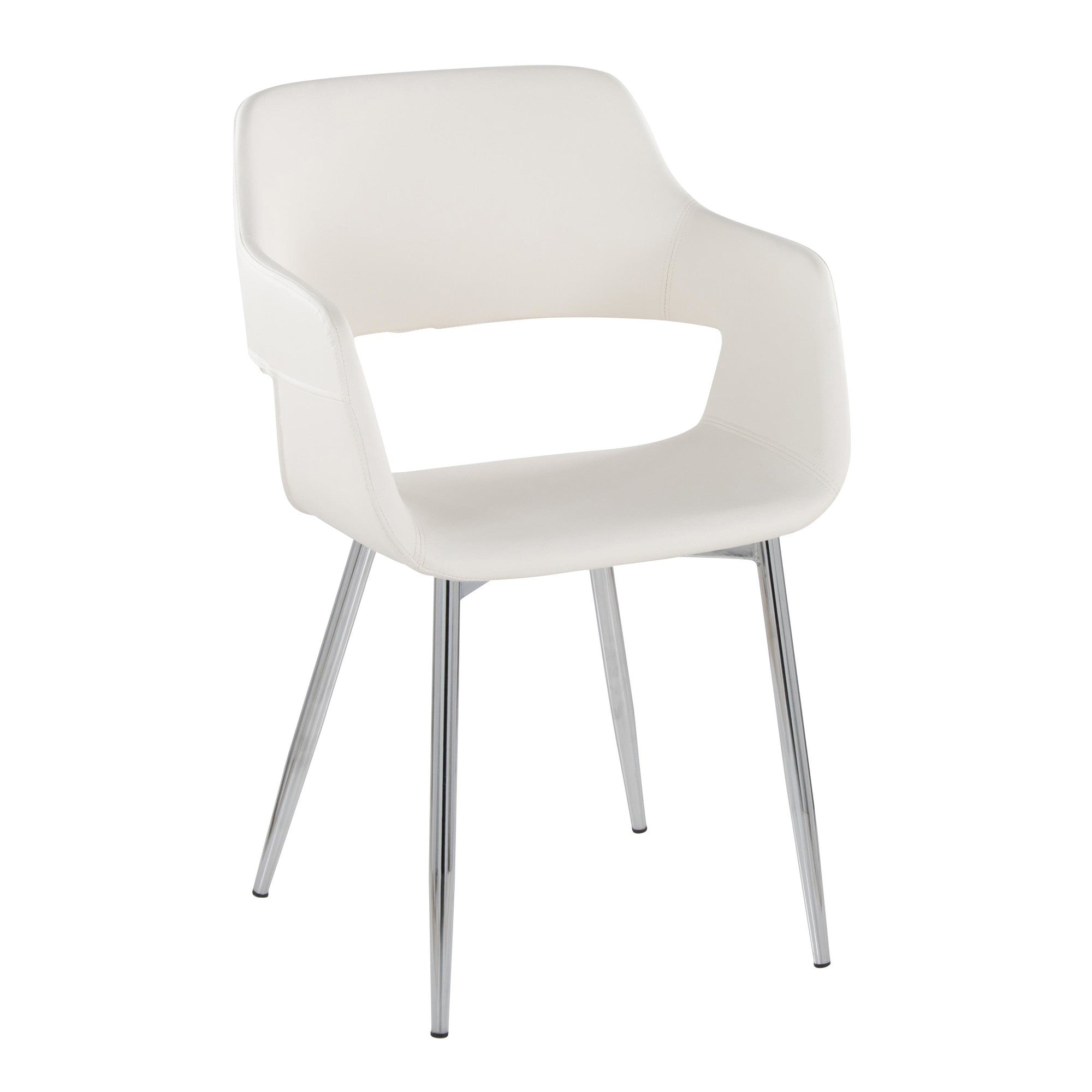 Margarite Dining Chair - Set of 2 - Chrome Metal, White PU