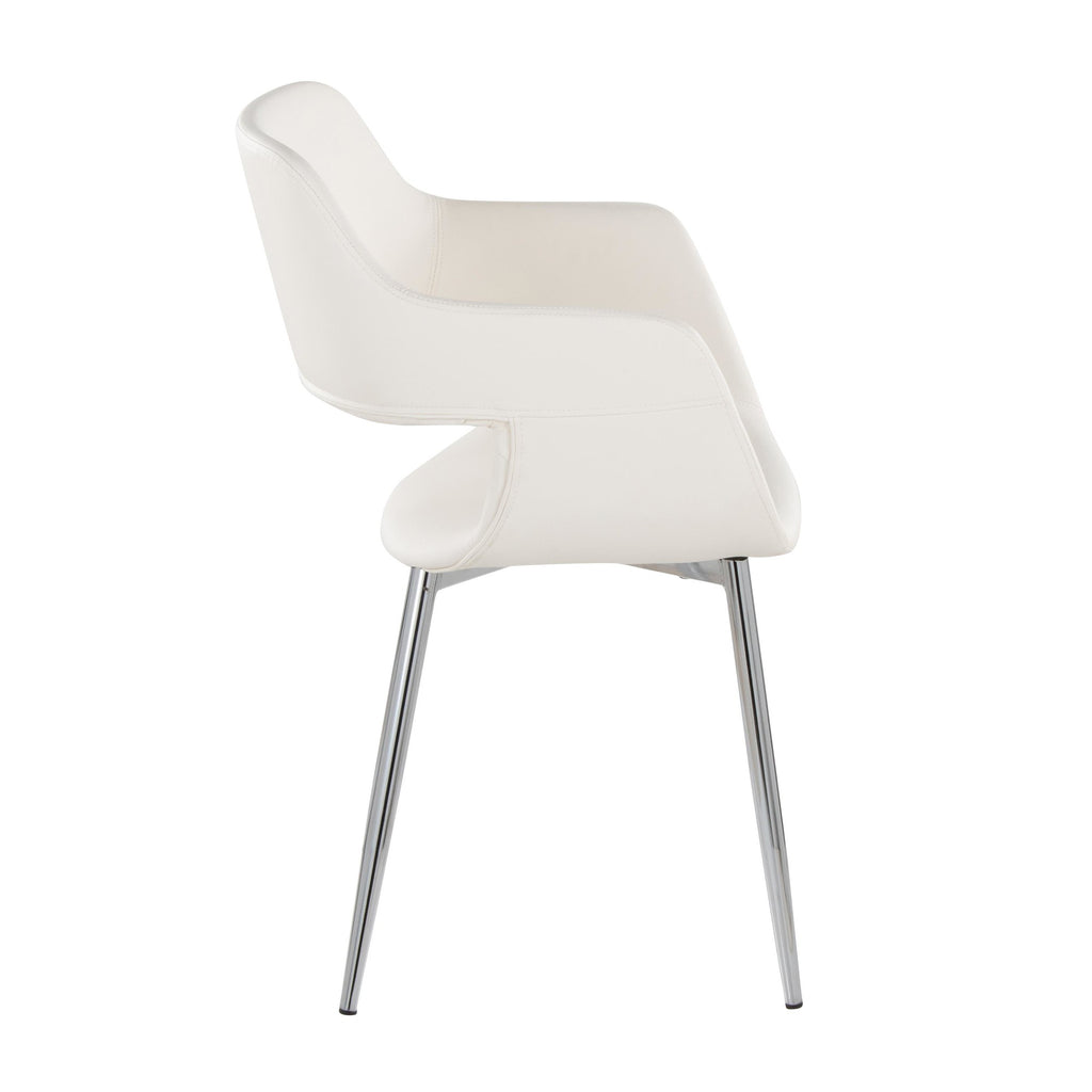 Margarite Dining Chair - Set of 2 - Chrome Metal, White PU