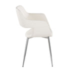 Margarite Dining Chair - Set of 2 - Chrome Metal, White PU