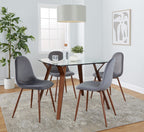 Folia Glass Dinette Table - Walnut Wood, Clear Glass