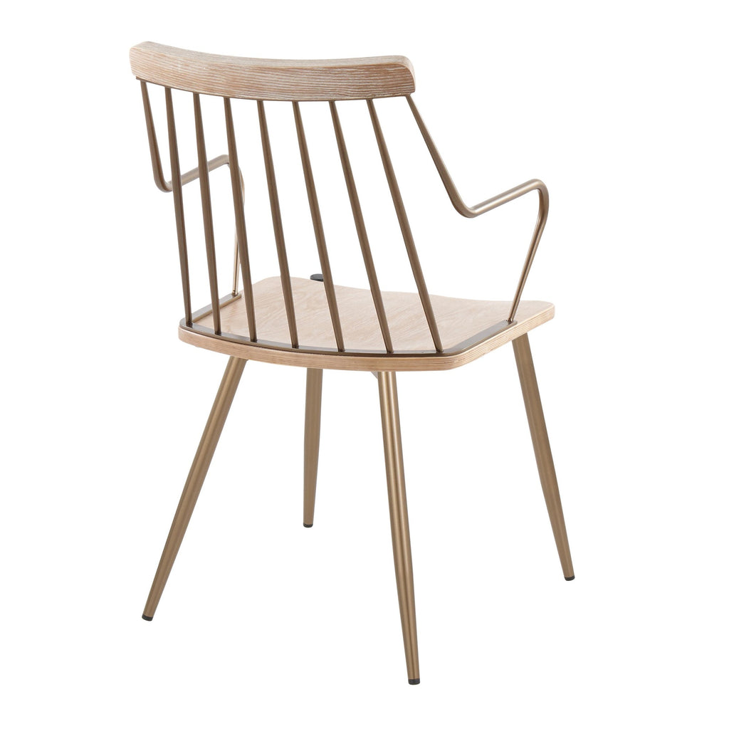 Preston Chair - Set of 2 - Antique Copper, Whitewashed Wood
