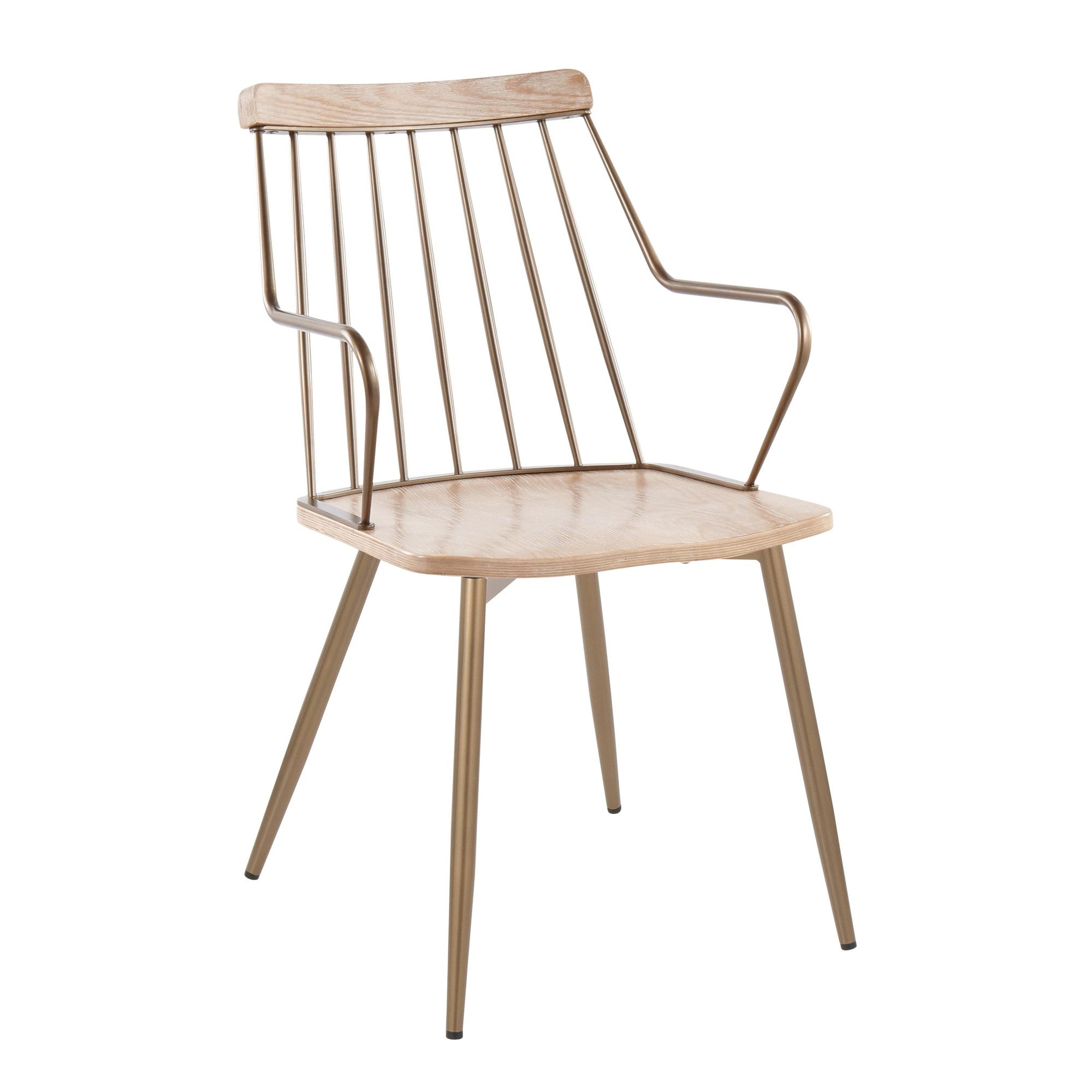 Preston Chair - Set of 2 - Antique Copper, Whitewashed Wood