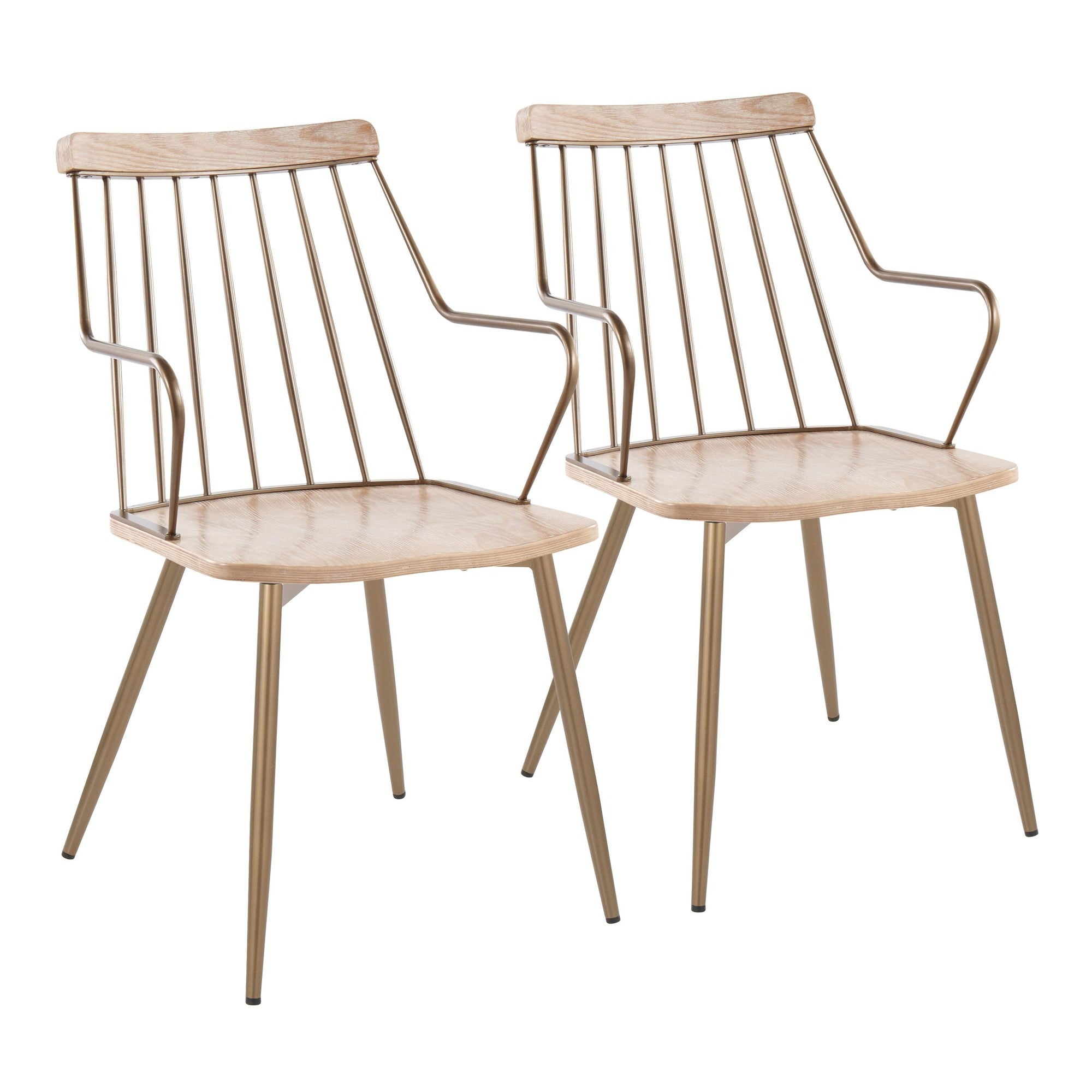 Preston Chair - Set of 2 - Antique Copper, Whitewashed Wood