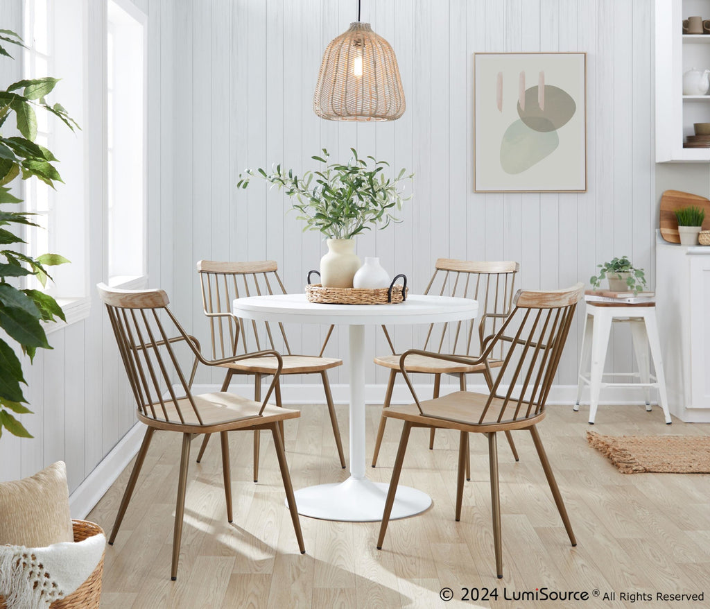 Preston Chair - Antique Copper Metal, Whitewashed Wood