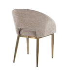 Renee Upholstered Chair - Set of 2 - Gold Metal, Light Brown Fabric