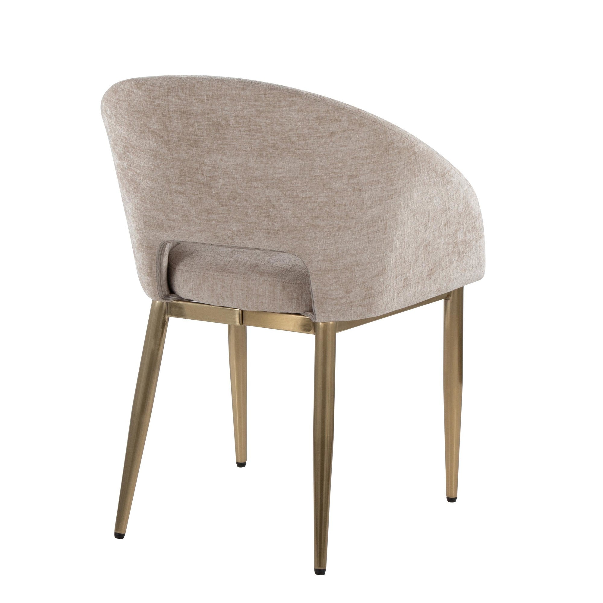 Renee Upholstered Chair - Set of 2 - Gold Metal, Light Brown Fabric