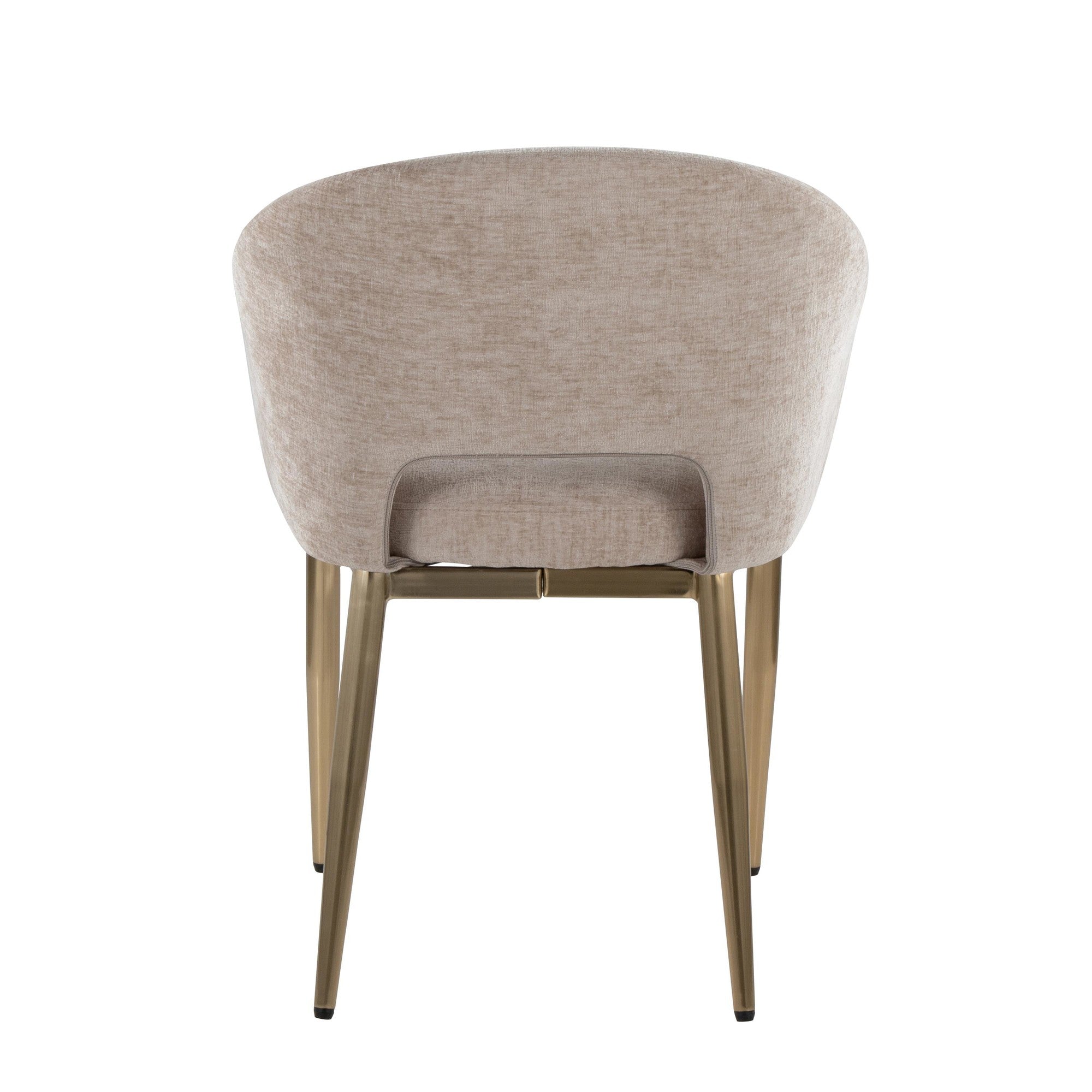 Renee Upholstered Chair - Set of 2 - Gold Metal, Light Brown Fabric