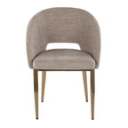 Renee Upholstered Chair - Set of 2 - Gold Metal, Light Brown Fabric