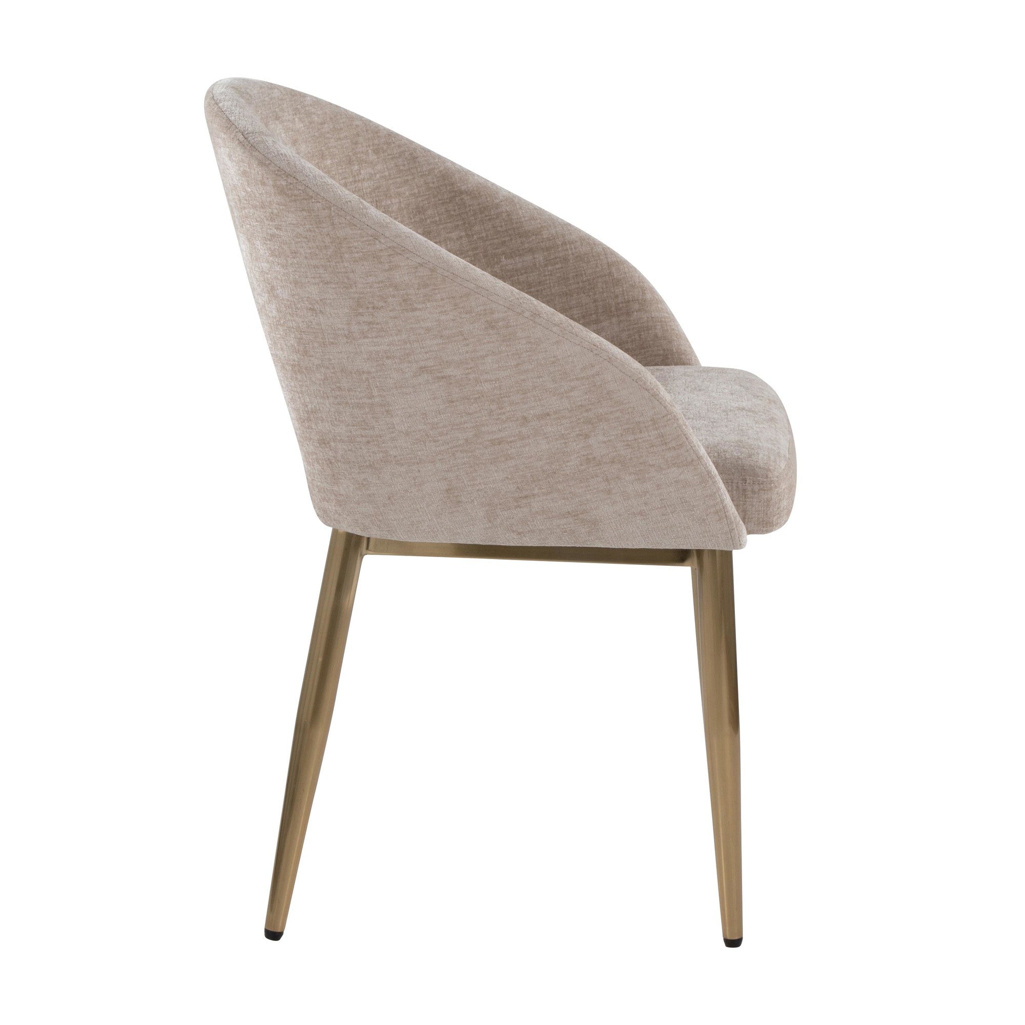 Renee Upholstered Chair - Set of 2 - Gold Metal, Light Brown Fabric