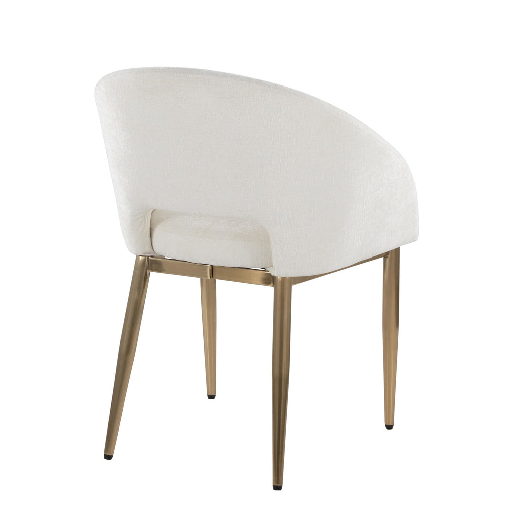 Renee Upholstered Chair - Set of 2 - Gold Metal, Off-white Fabric