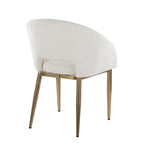 Renee Upholstered Chair - Set of 2 - Gold Metal, Off-white Fabric
