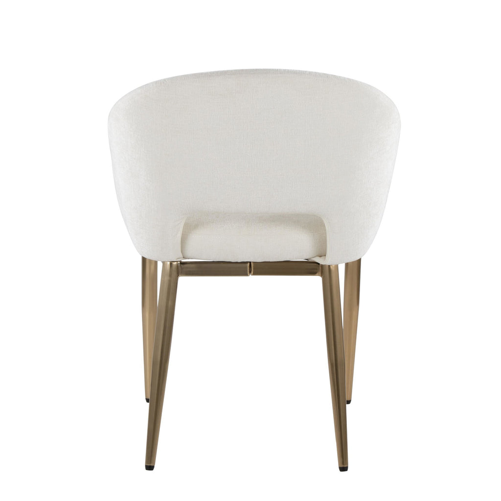 Renee Upholstered Chair - Set of 2 - Gold Metal, Off-white Fabric