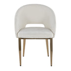 Renee Upholstered Chair - Set of 2 - Gold Metal, Off-white Fabric