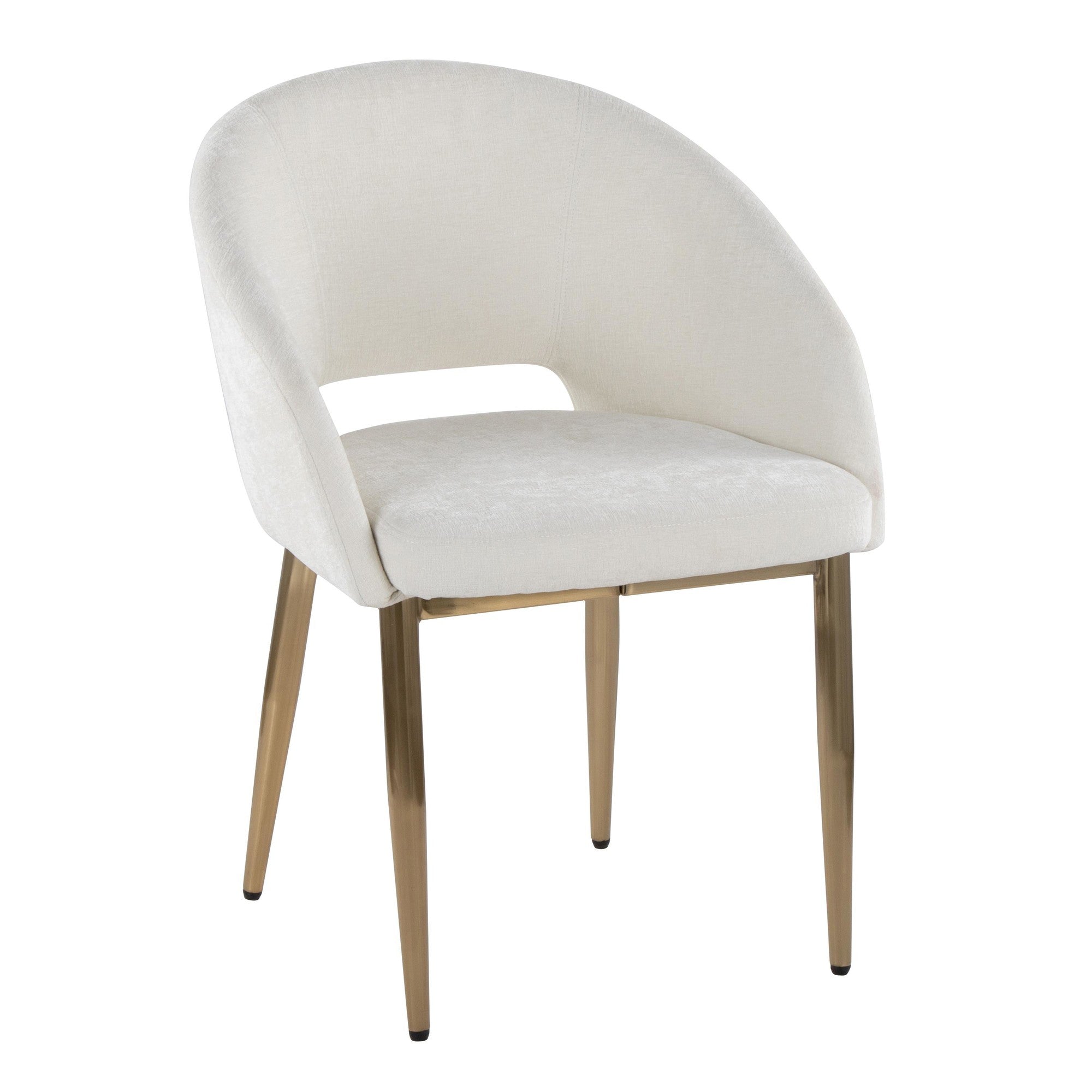 Renee Upholstered Chair - Set of 2 - Gold Metal, Off-white Fabric