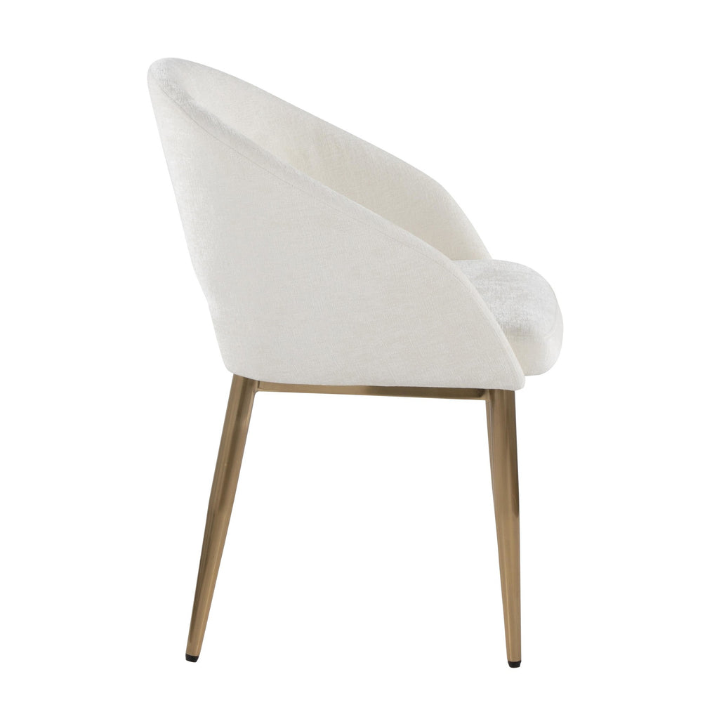 Renee Upholstered Chair - Set of 2 - Gold Metal, Off-white Fabric