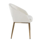 Renee Upholstered Chair - Set of 2 - Gold Metal, Off-white Fabric