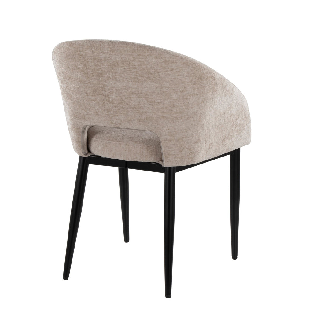 Renee Upholstered Chair - Set of 2 - Black Metal, Light Brown Fabric