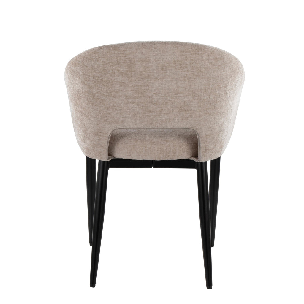 Renee Upholstered Chair - Set of 2 - Black Metal, Light Brown Fabric