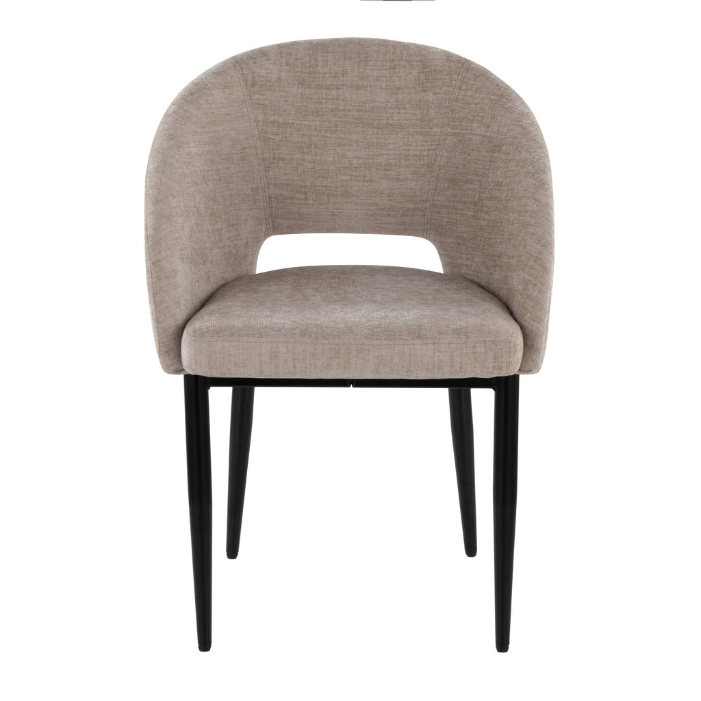 Renee Upholstered Chair - Set of 2 - Black Metal, Light Brown Fabric