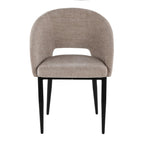 Renee Upholstered Chair - Set of 2 - Black Metal, Light Brown Fabric