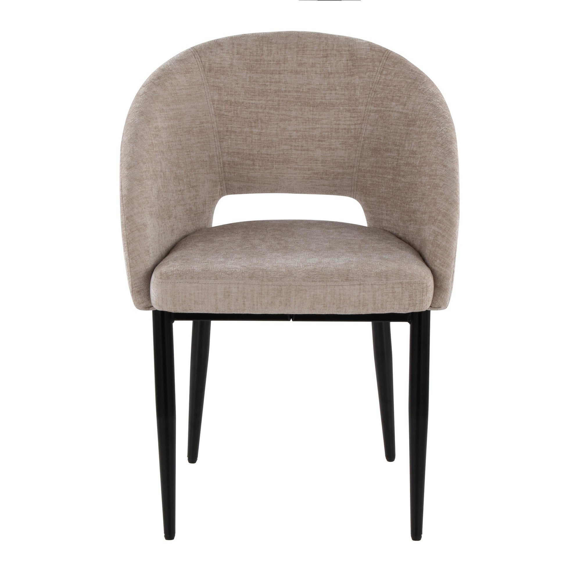 Renee Upholstered Chair - Set of 2 - Black Metal, Light Brown Fabric
