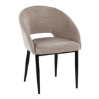 Renee Upholstered Chair - Set of 2 - Black Metal, Light Brown Fabric