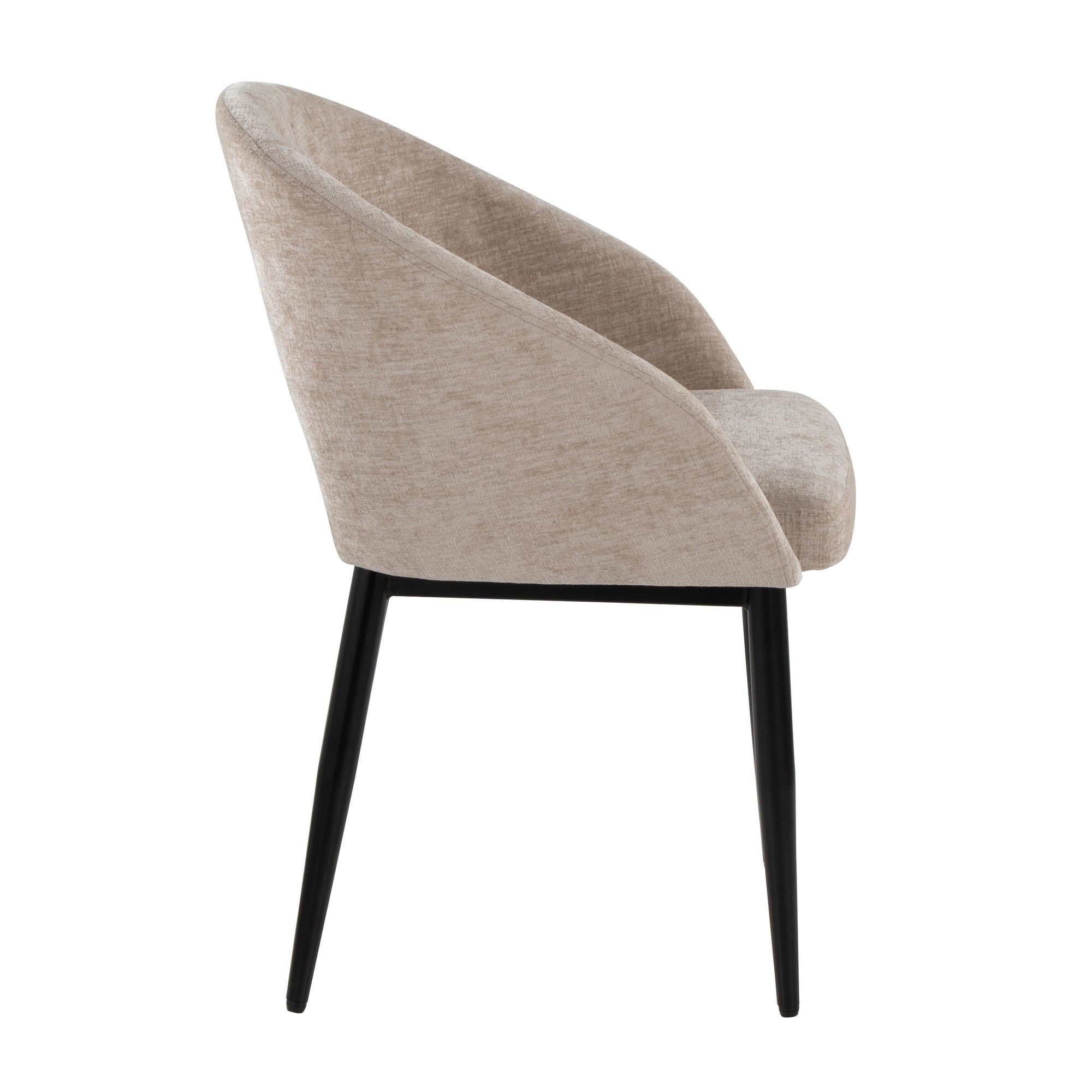 Renee Upholstered Chair - Set of 2 - Black Metal, Light Brown Fabric