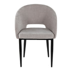 Renee Upholstered Chair - Set of 2 - Black Metal, Silver Fabric