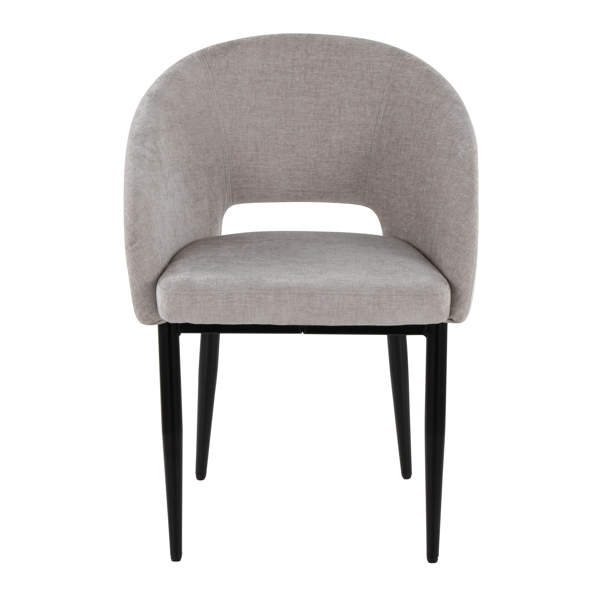 Renee Upholstered Chair - Set of 2 - Black Metal, Silver Fabric