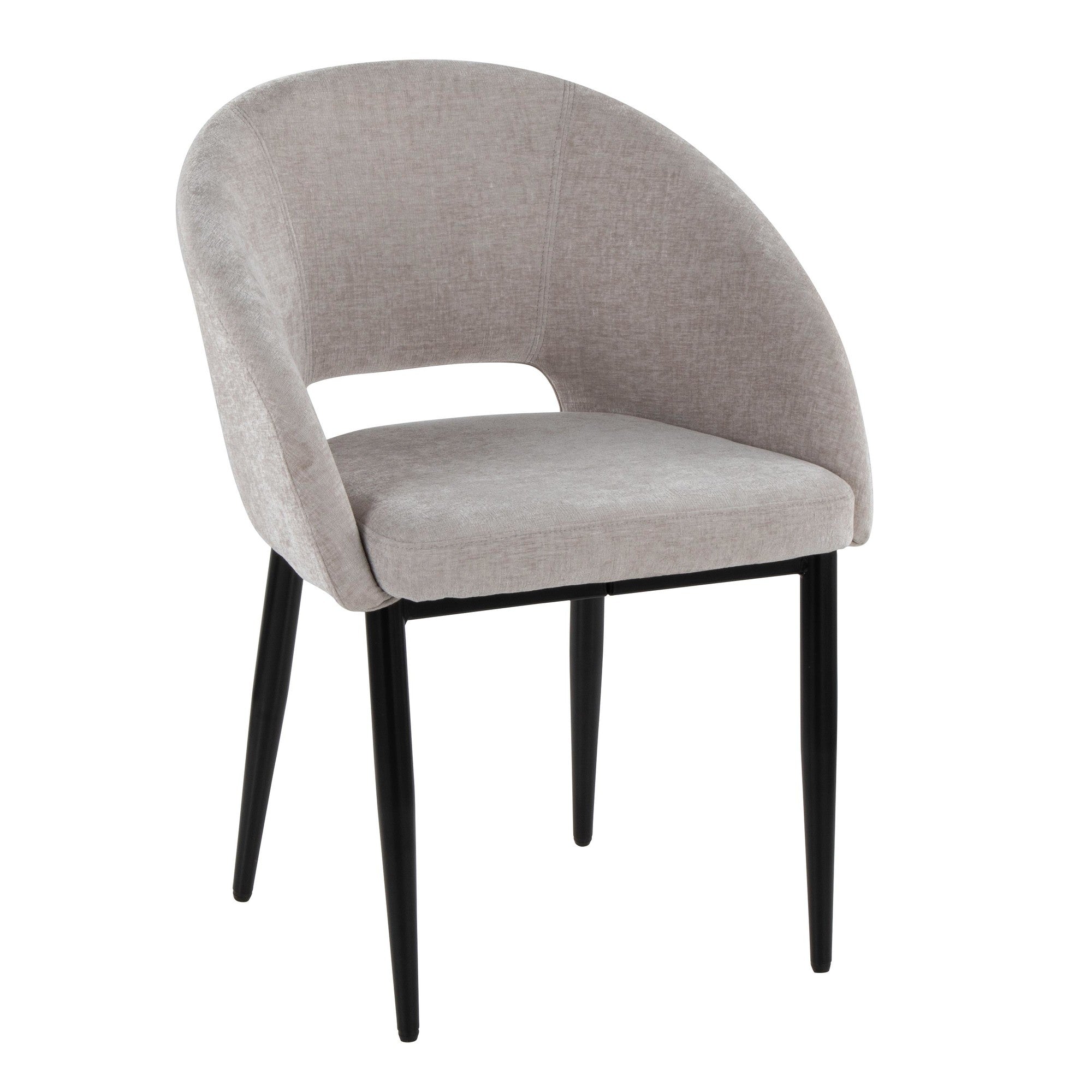 Renee Upholstered Chair - Set of 2 - Black Metal, Silver Fabric