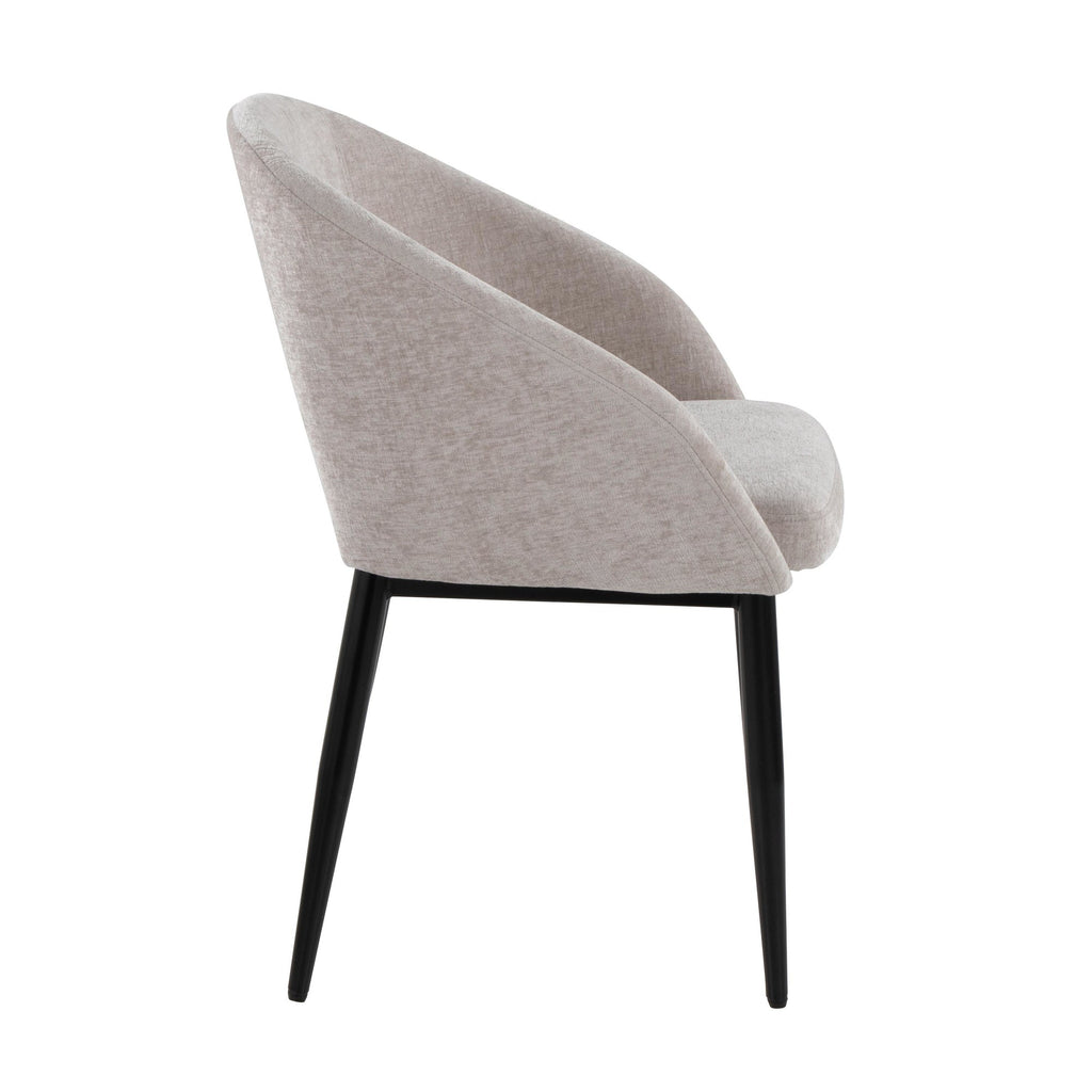 Renee Upholstered Chair - Set of 2 - Black Metal, Silver Fabric