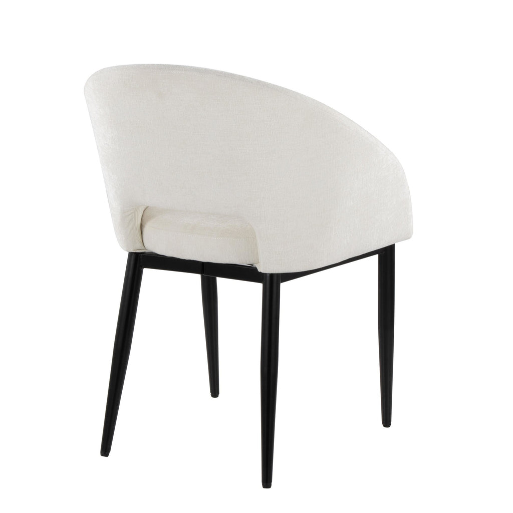 Renee Upholstered Chair - Set of 2 - Black Metal, Off-white Fabric