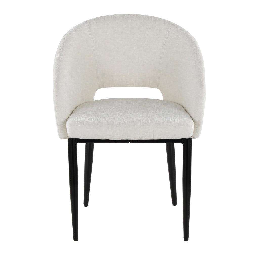 Renee Upholstered Chair - Set of 2 - Black Metal, Off-white Fabric
