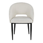 Renee Upholstered Chair - Set of 2 - Black Metal, Off-white Fabric