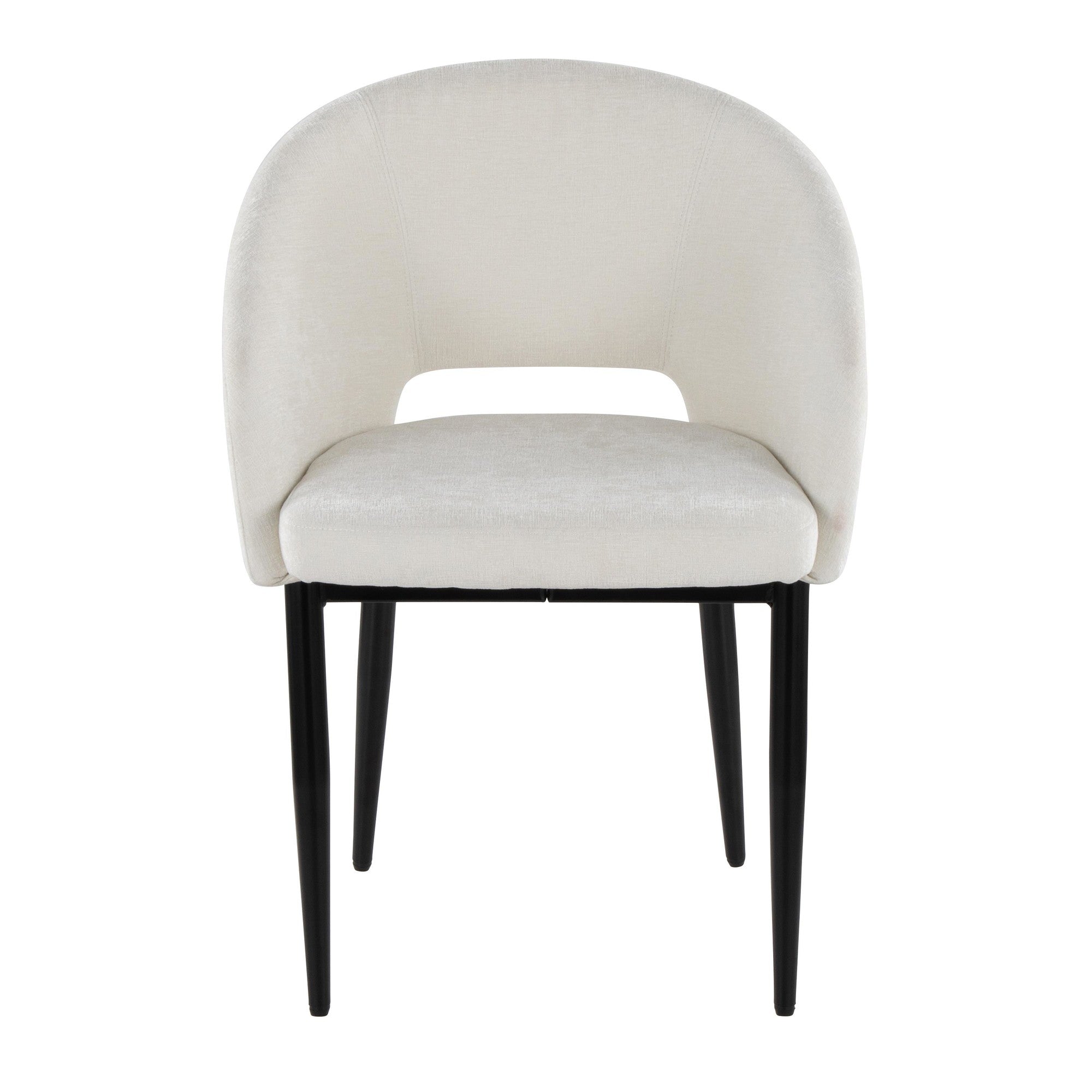 Renee Upholstered Chair - Set of 2 - Black Metal, Off-white Fabric