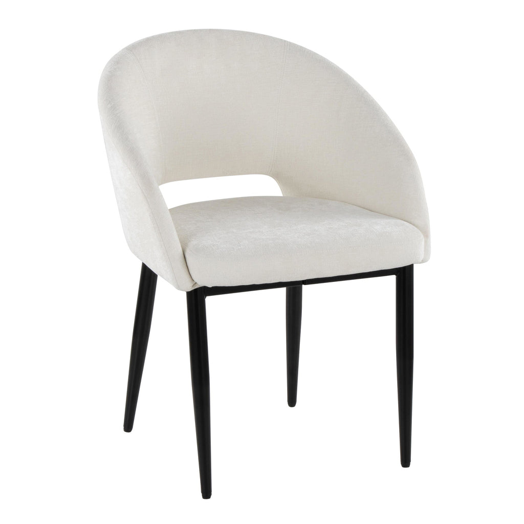 Renee Upholstered Chair - Set of 2 - Black Metal, Off-white Fabric
