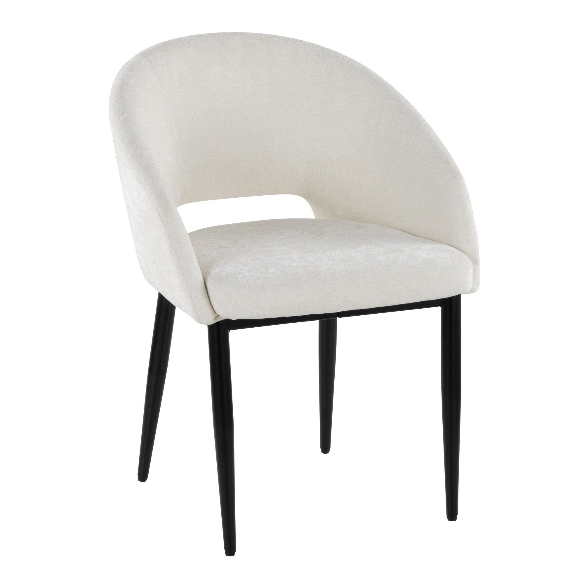 Renee Upholstered Chair - Set of 2 - Black Metal, Off-white Fabric