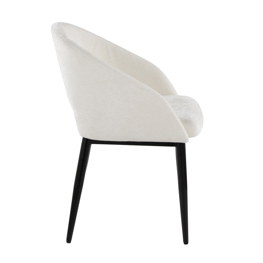 Renee Upholstered Chair - Set of 2 - Black Metal, Off-white Fabric