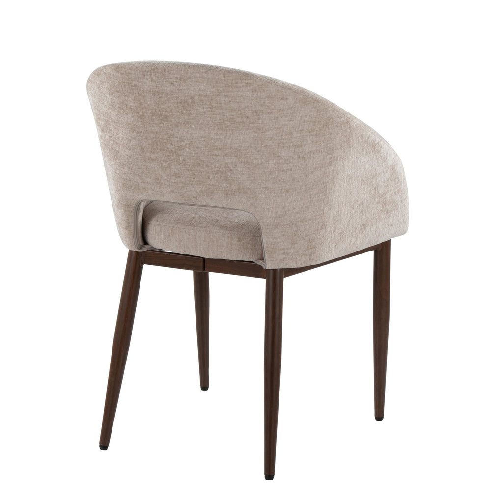 Renee Upholstered Chair - Set of 2 - Walnut Metal, Light Brown Fabric
