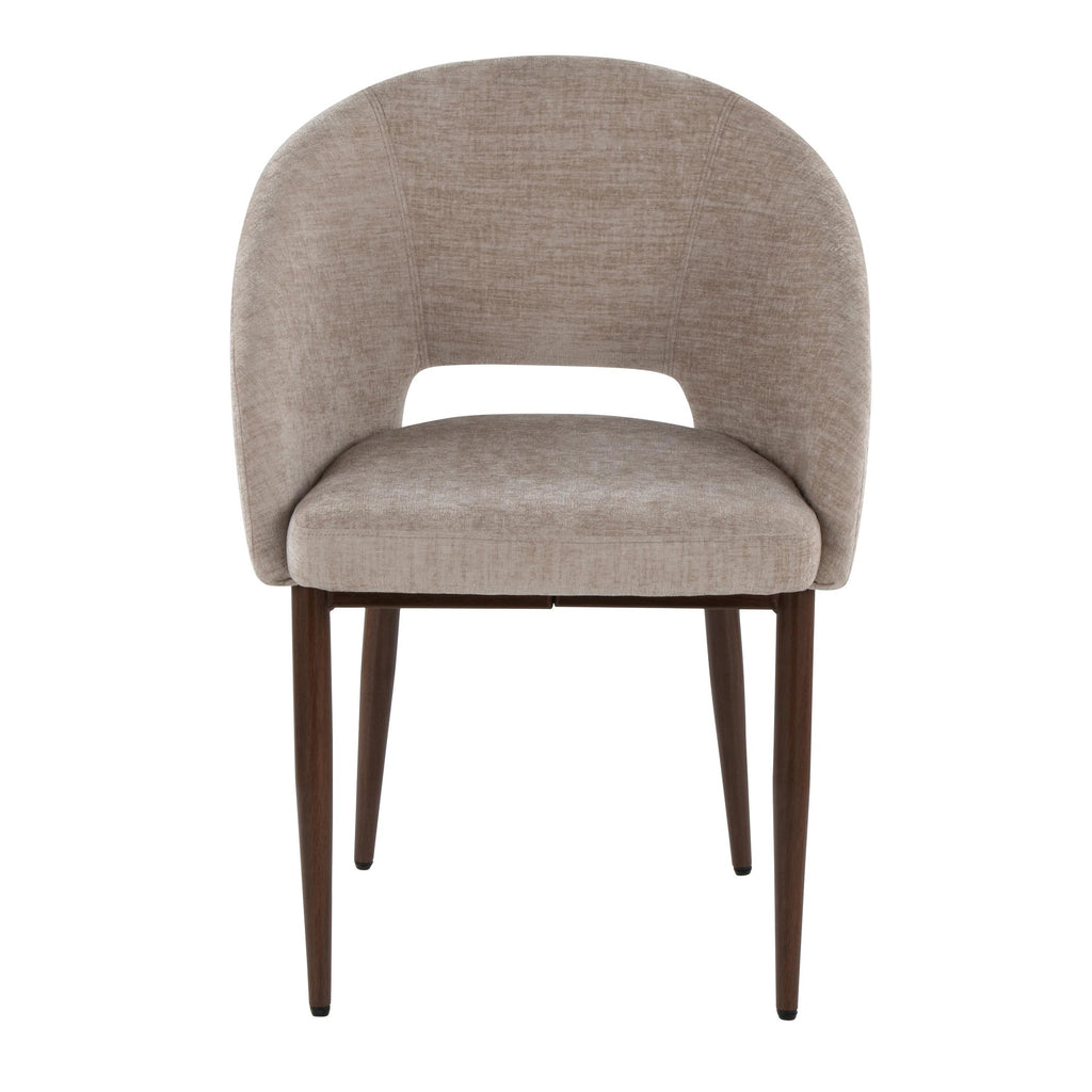 Renee Upholstered Chair - Set of 2 - Walnut Metal, Light Brown Fabric