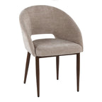 Renee Upholstered Chair - Set of 2 - Walnut Metal, Light Brown Fabric