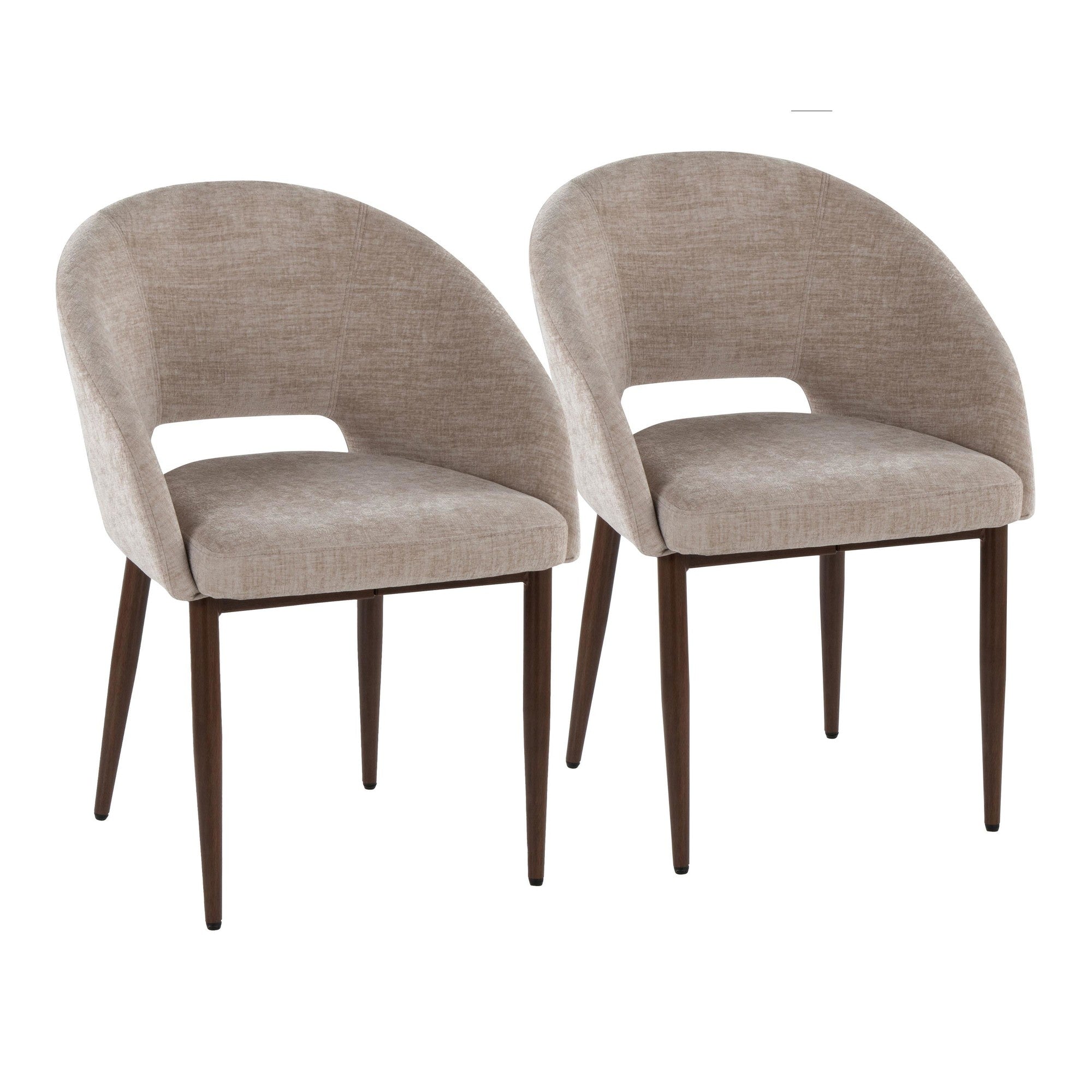 Renee Upholstered Chair - Set of 2 - Walnut Metal, Light Brown Fabric