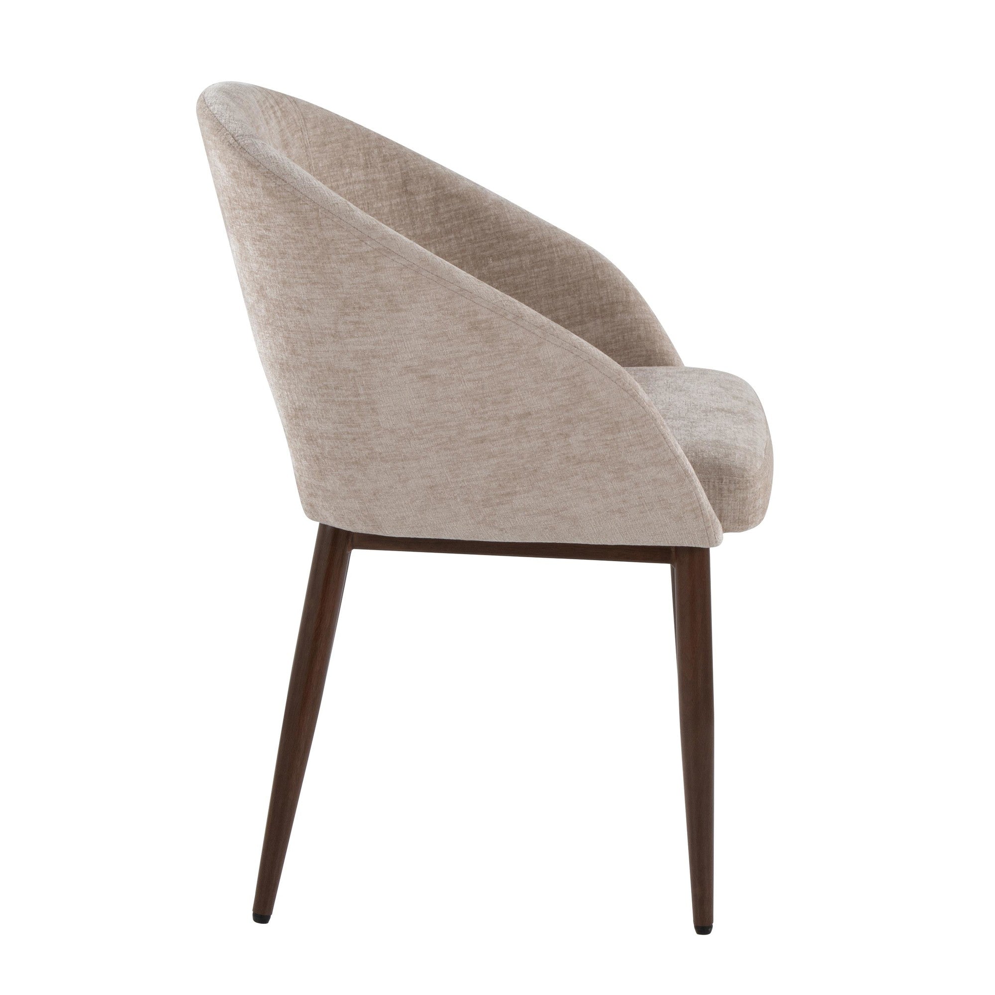 Renee Upholstered Chair - Set of 2 - Walnut Metal, Light Brown Fabric
