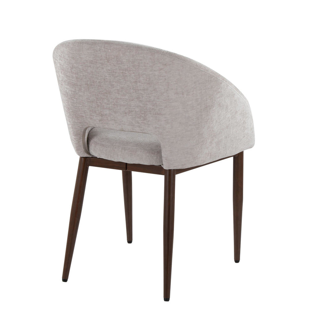 Renee Upholstered Chair - Set of 2 - Walnut Metal, Silver Fabric