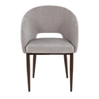Renee Upholstered Chair - Set of 2 - Walnut Metal, Silver Fabric