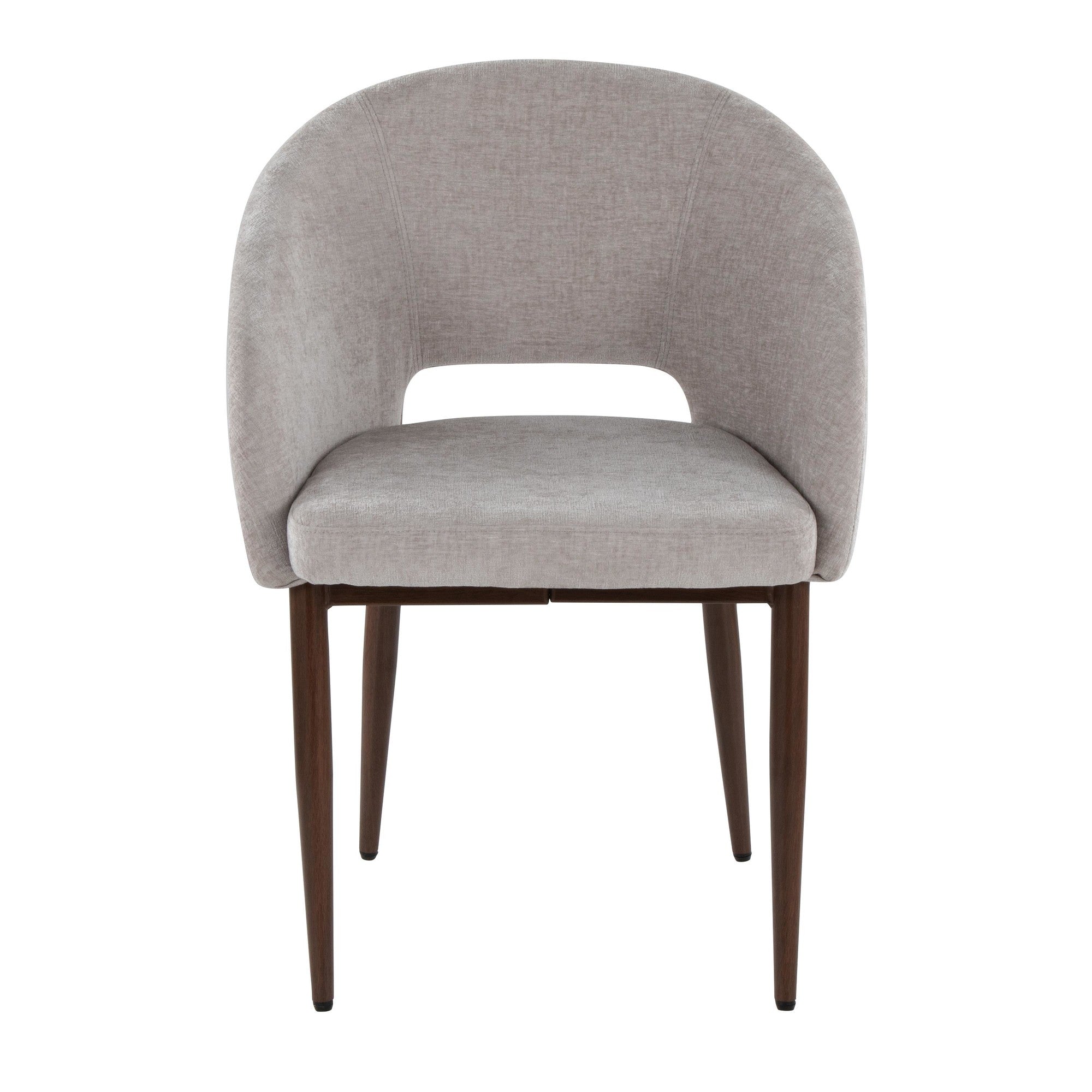 Renee Upholstered Chair - Set of 2 - Walnut Metal, Silver Fabric